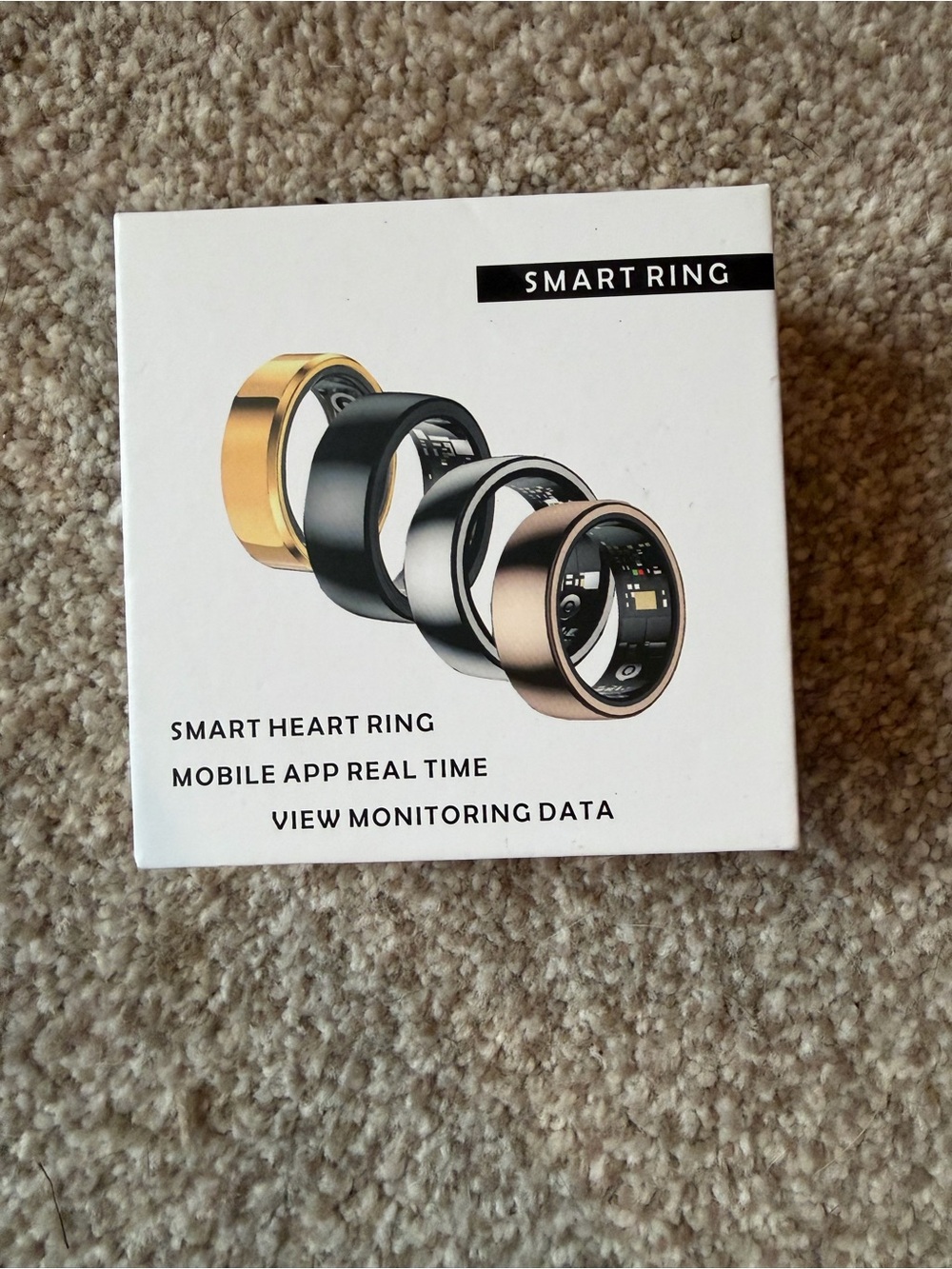 Smart Ring - Black and Gold Smart Heart Ring with Mobile App